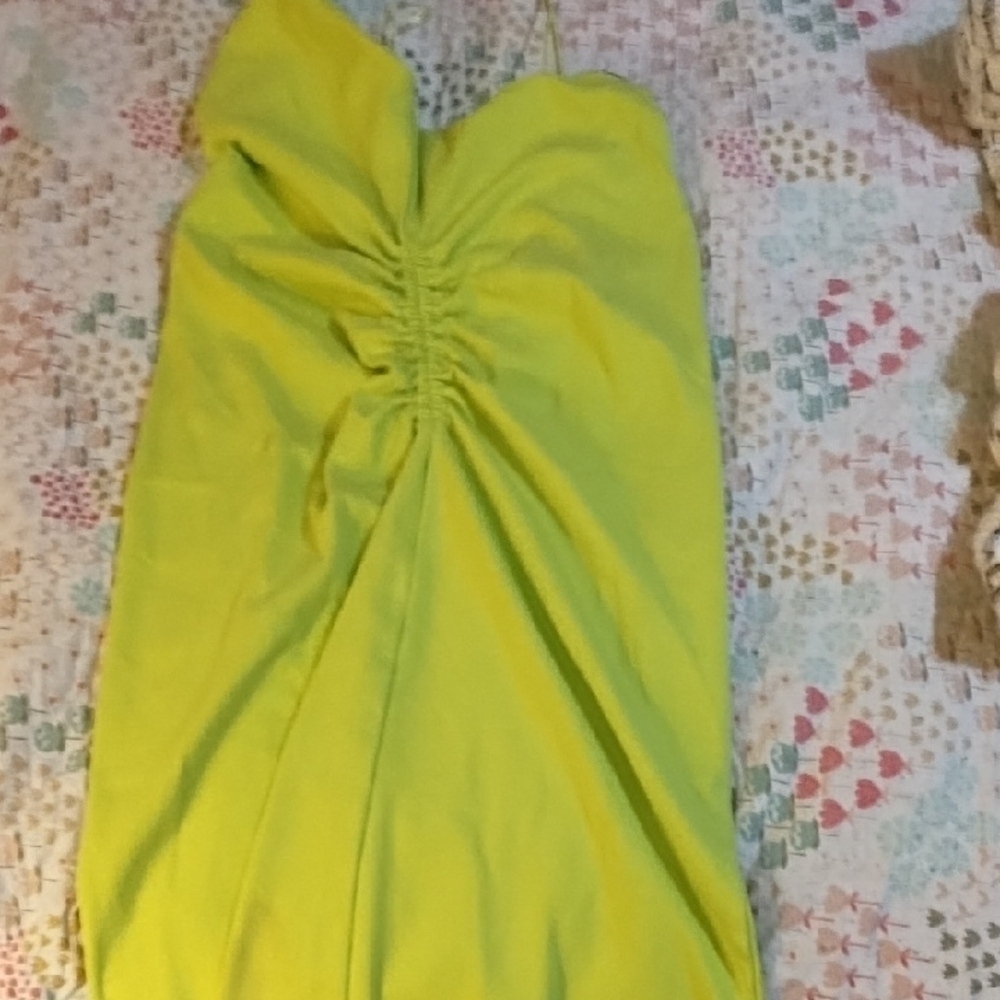 Vibrant Yellow Ruched Dress